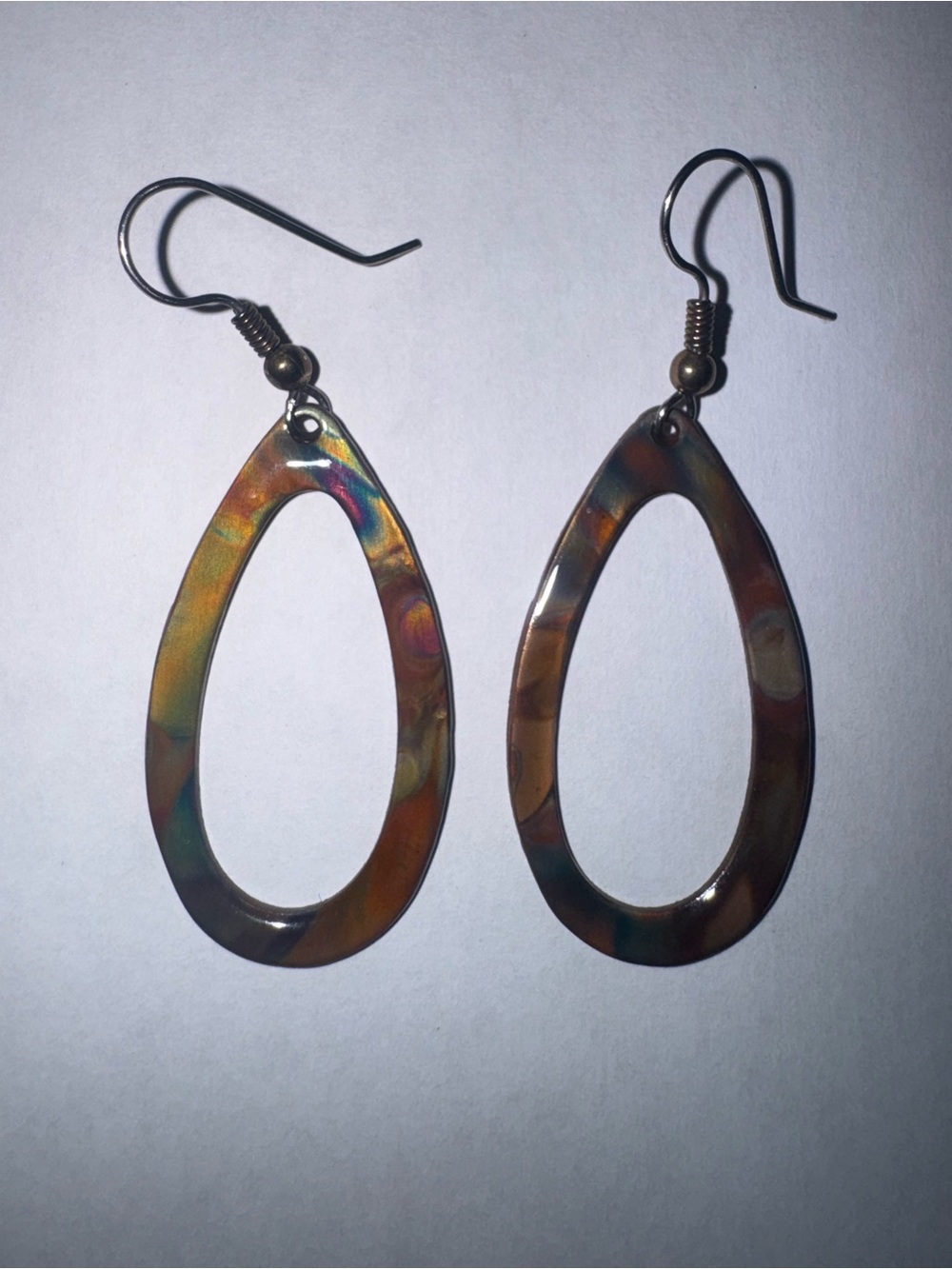 Artisan Enamel Multicolour Teardrop Dangle Earrings - 2 inches lightweight